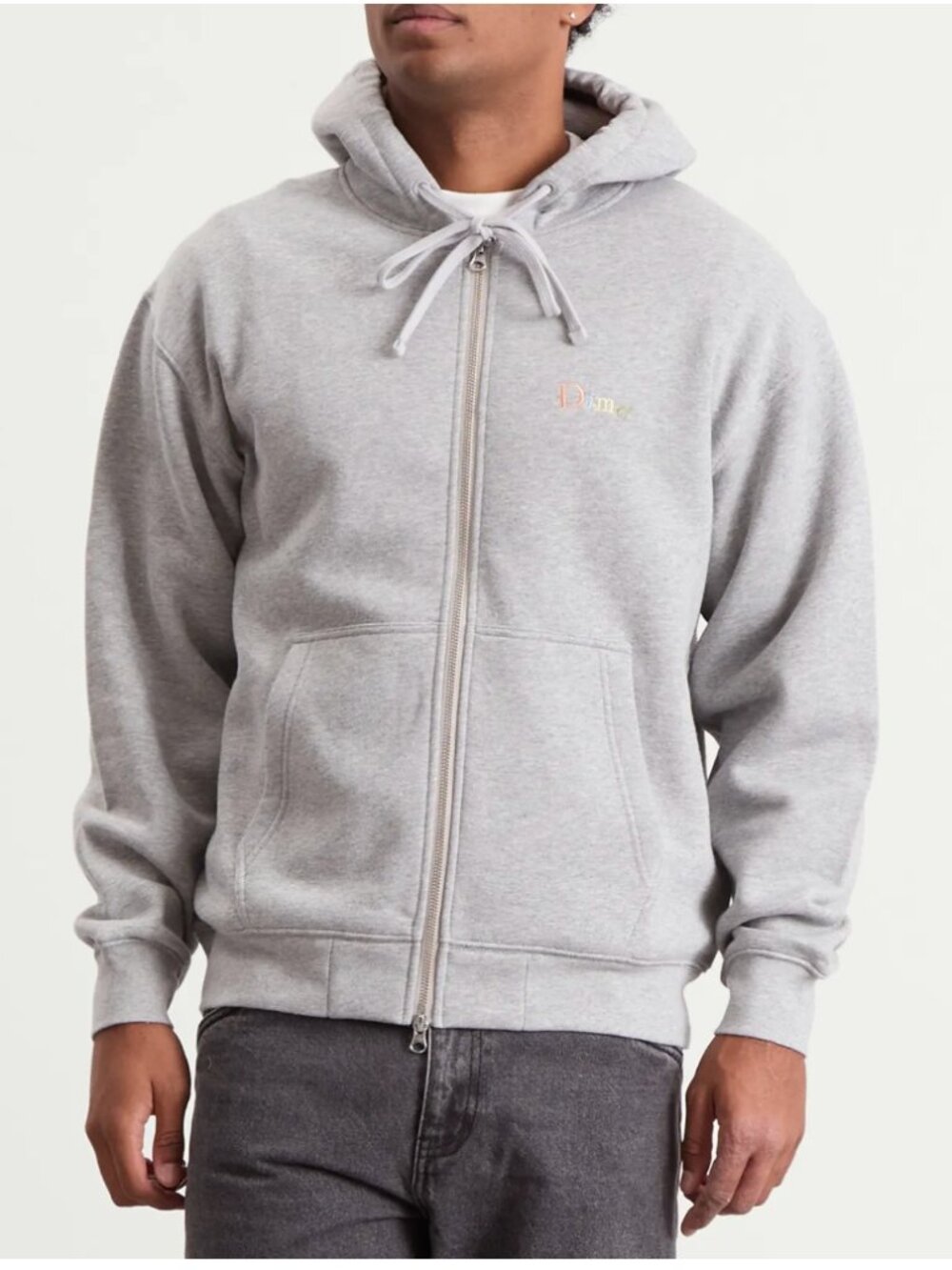 DIME MTL Heather Grey Cotton Friends Zip Hoodie Size XL